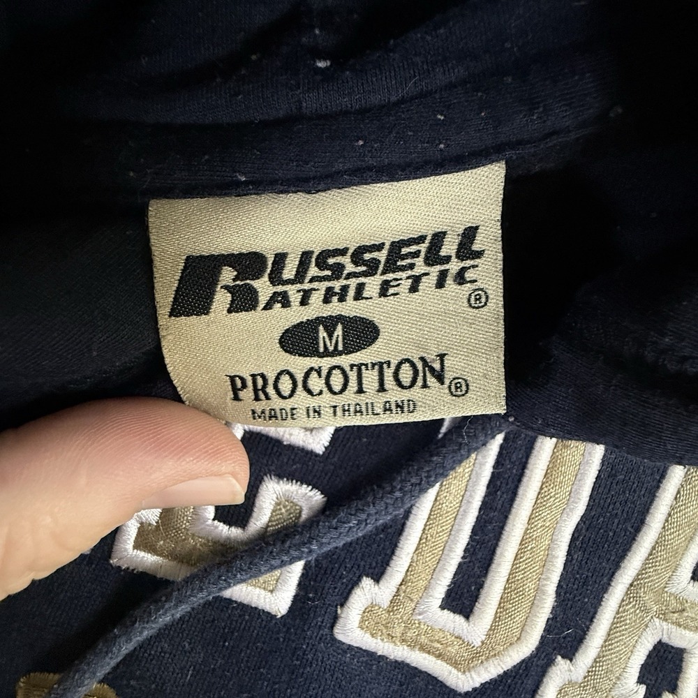 Notre Dame Fighting Irish Hoodie Russell Athletics Navy Blue Gold Embroidered M‎ - Picture 5 of 7